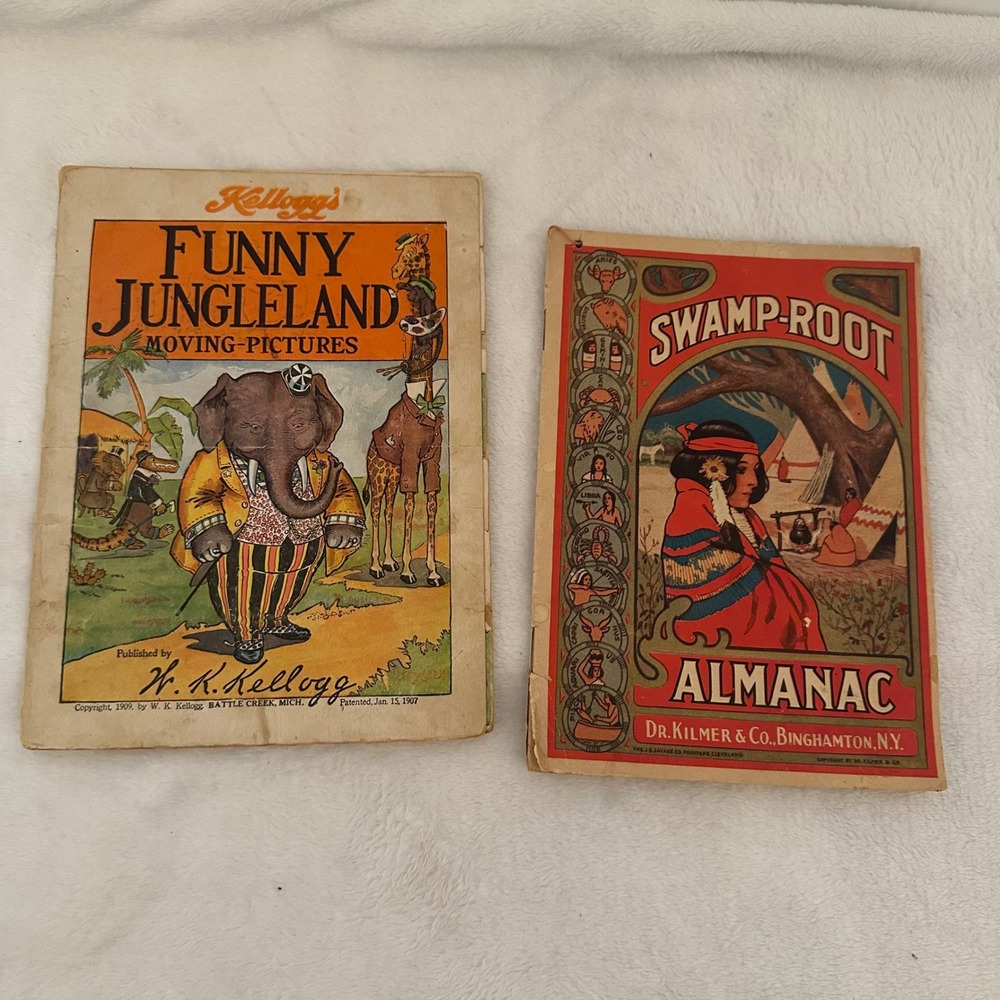 Kellogg's Funny Jungleland & Swamp-Root Almanac Antique Booklets 1909‎ Fair Set